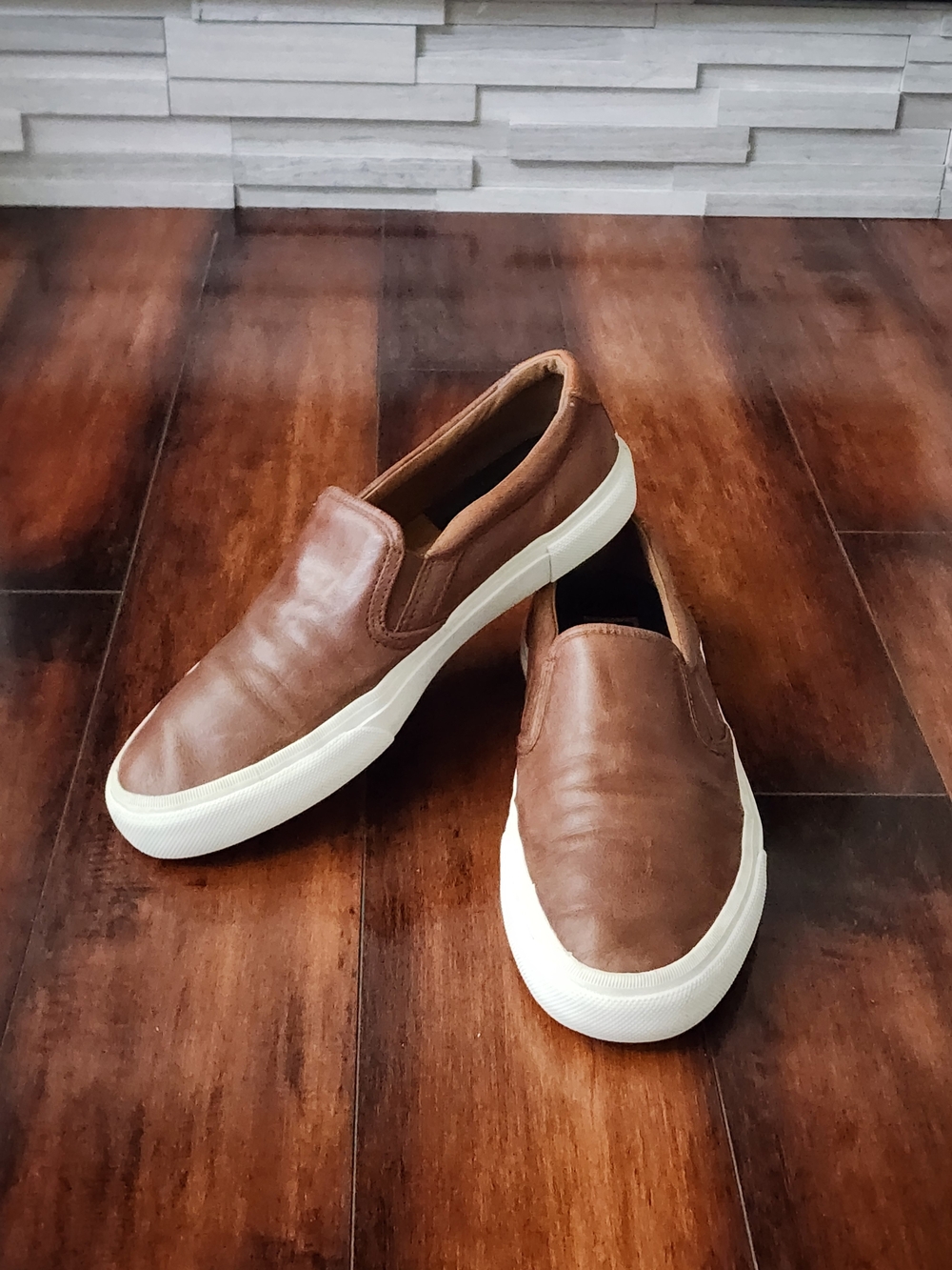 Frye Men's Brown Leather Slip-On Sneakers Size 11